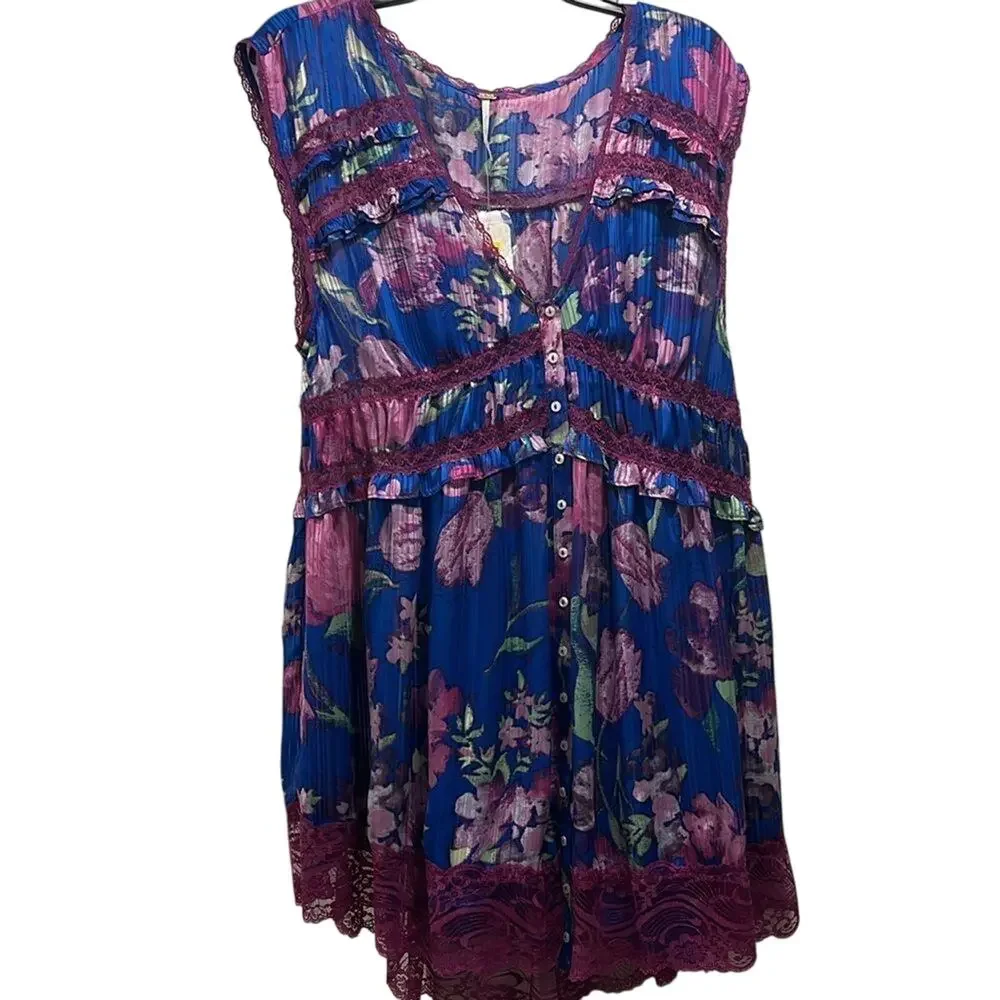 FREE PEOPLE FP SPRING FLING MINI ULTRA VIOLET COMBO Dress XS